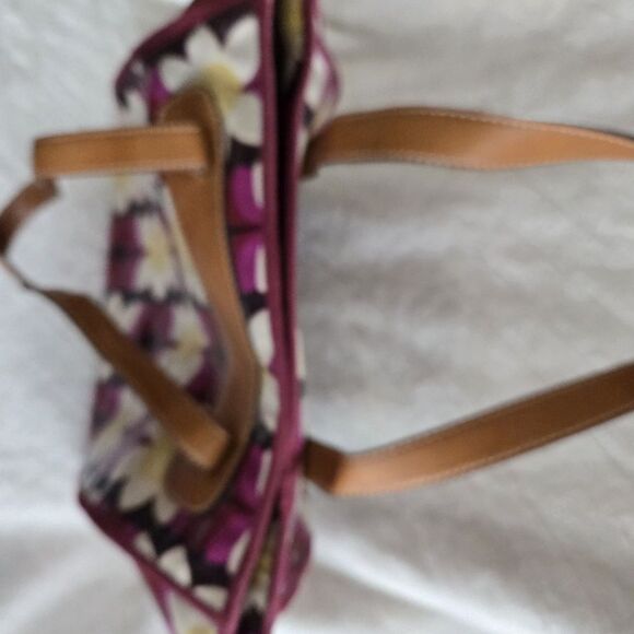 Fossil Keyper Large Tote Burgundy Floral Daisy design Handbag Coquette Holiday - Picture 5 of 16